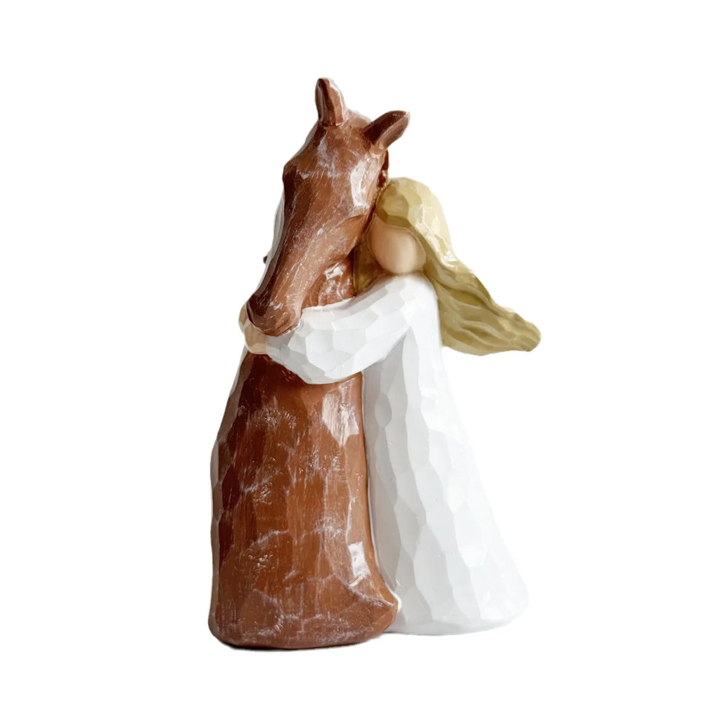 Resin ornament girl holding horse figure statue angel ornament home decoration tabletop small ornament crafts
