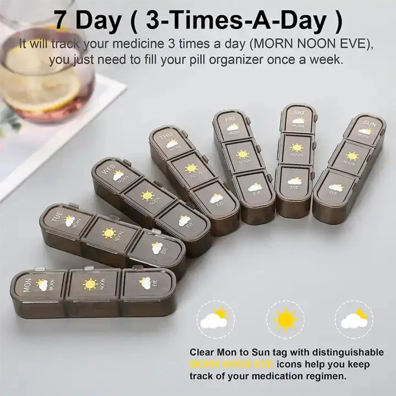 Portable 21/28 Grids Weekly Pill Organizer Storage  Medicine Dispenser Tablet 7 Days Compartment Pills Case Container