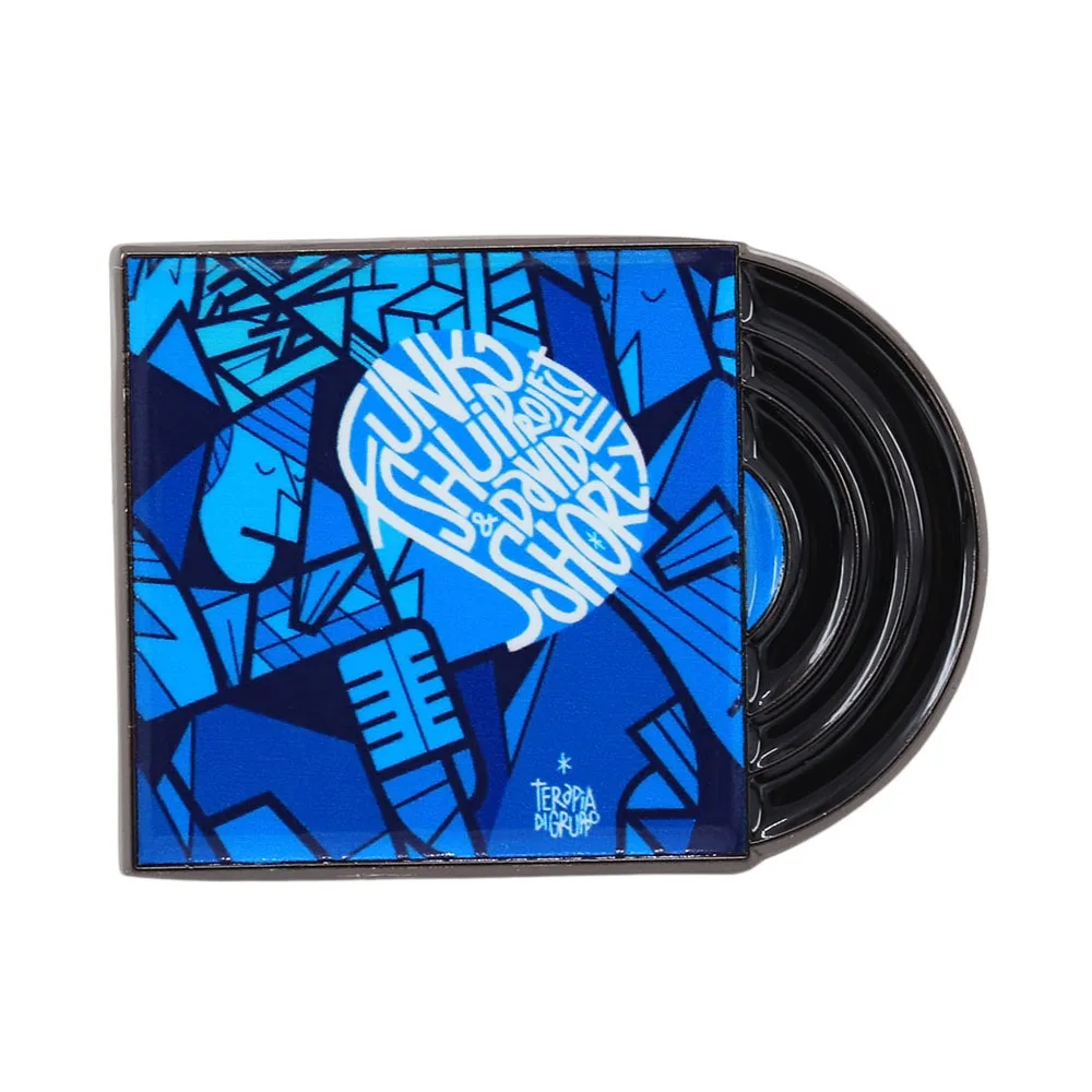 Schwarze Vinyl-Musikalbum-Brosche Funk Shui Project Musiker-Kollaborationsalbum Emaille-Anstecknadel für Musikliebhaber, Sammler und Dekoration – Detail 1