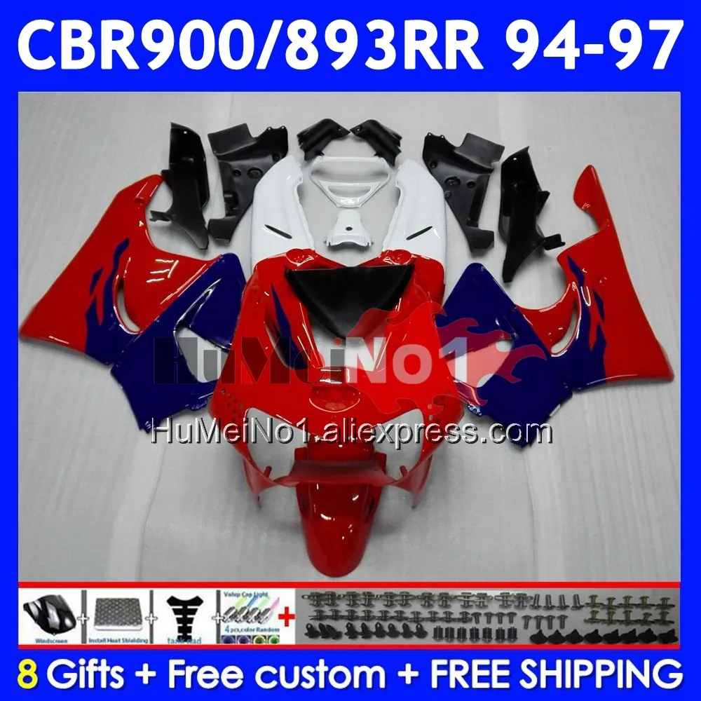 Body For HONDA CBR 893RR CBR 893 CBR900 CBR893 RR 55No.12 CBR900RR CBR893RR 94 95 96 97 1994 1995 1996 Red blue 1997 Fairing