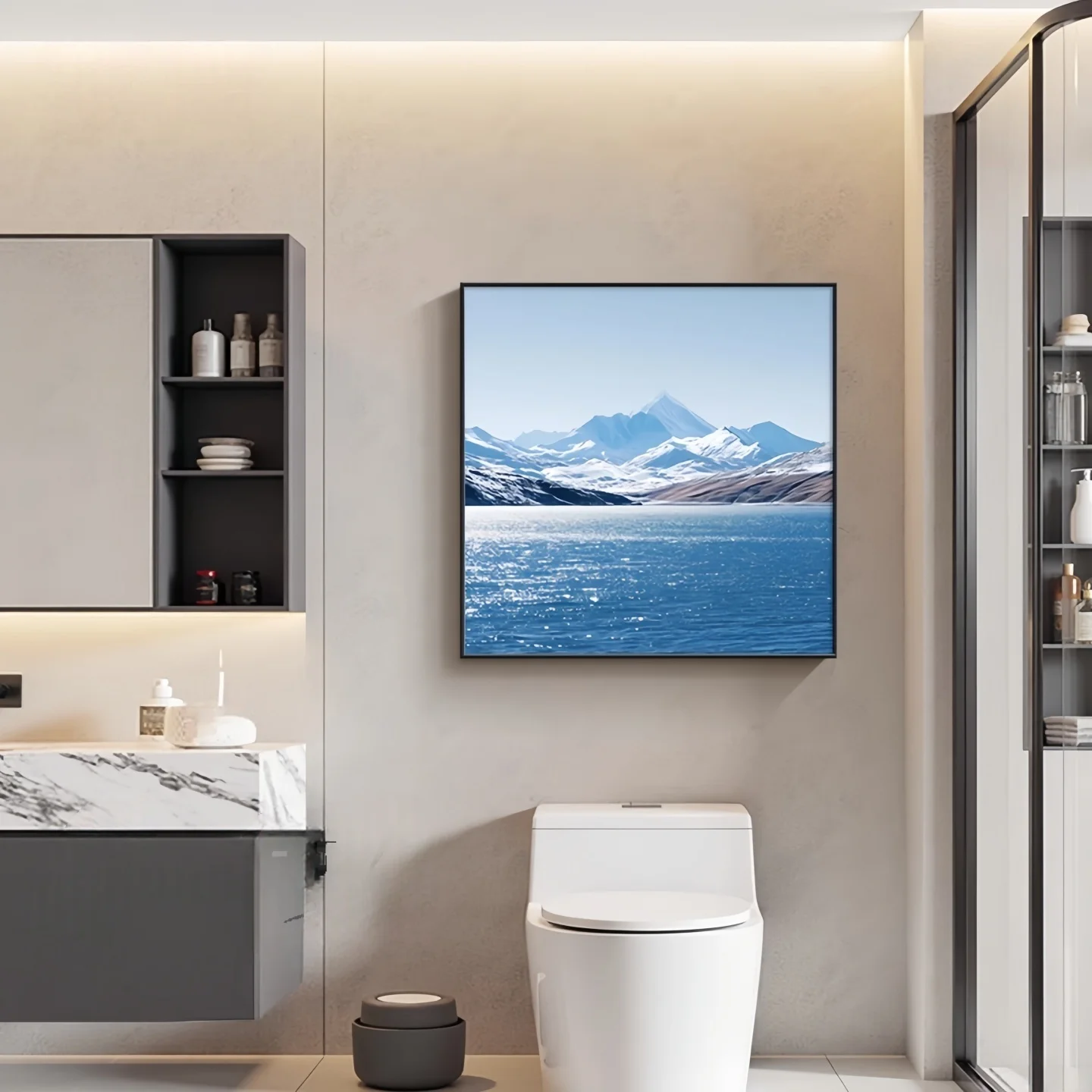 

Современная декоративная картина для ванной комнаты, водонепроницаемая, с морским пейзажем, для отеля, в металлической раме, для украшения дома