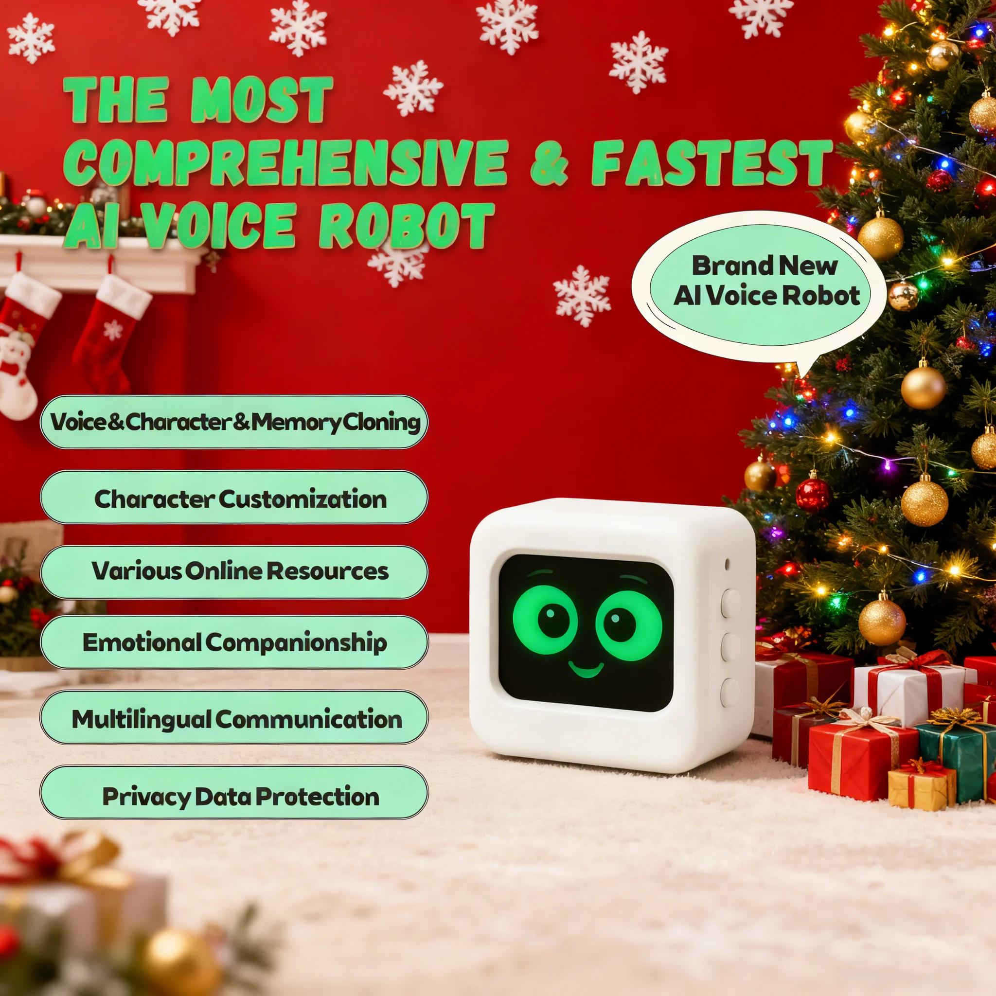 Robot AI cadeau de noël, compagnon d'interaction vocale, Chatbot, reconnaissance des émotions, apprentissage multilingue des langues, meilleurs cadeaux GPT