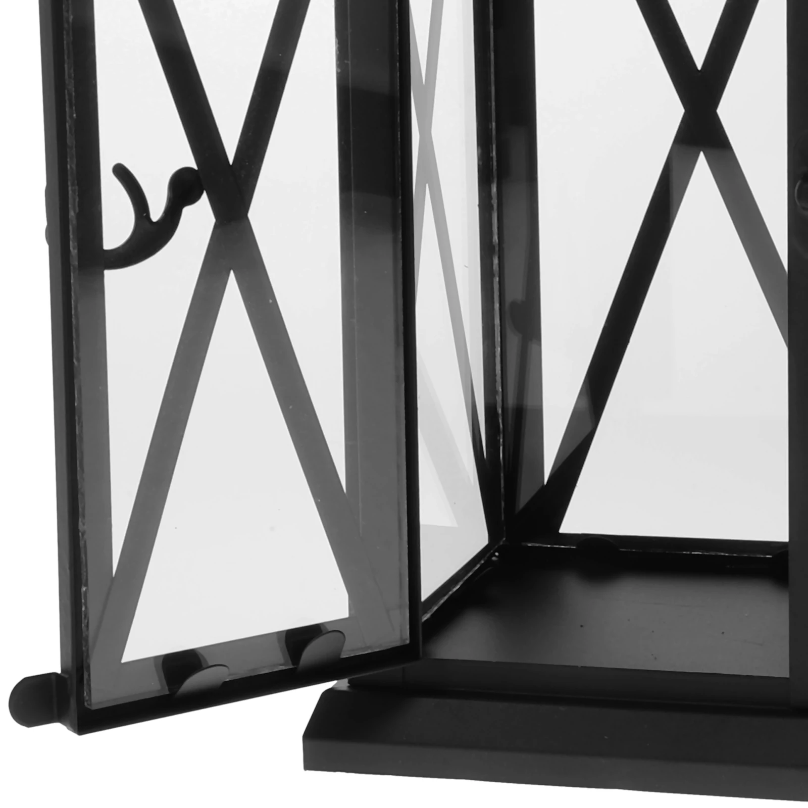 

Iron Candlestick Windproof Holder Square Base Retro Decor Home Adornment Strong Outdoor Indoor Use