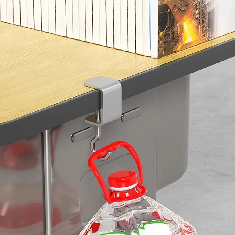 1/2/4pcs 360° Rotatable Steel Table Hooks - Detachable, Non-Destructive Installation For Office Desks, School Dormitories view 4