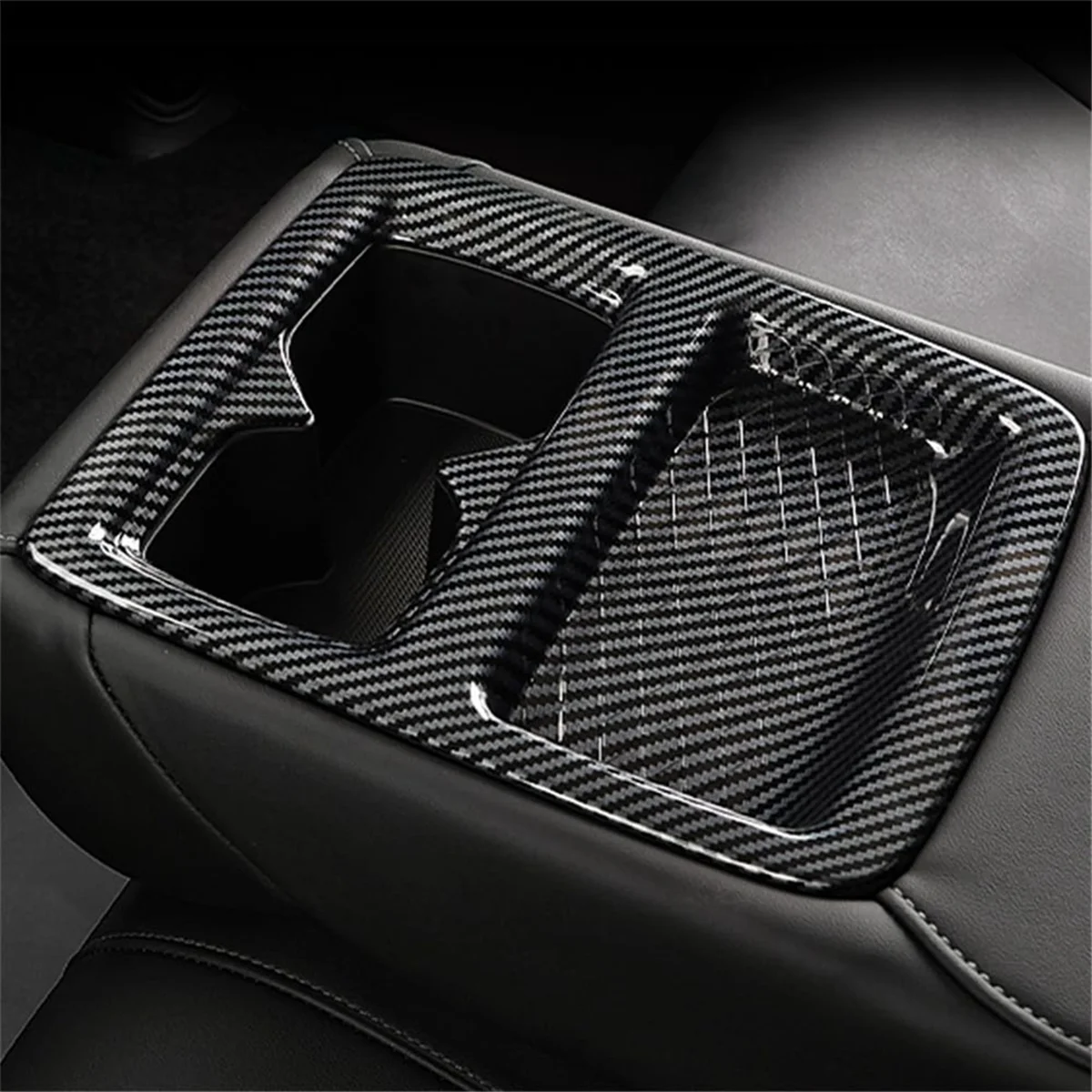 For Honda Accord 2023 2024 11Th Gen Car Rear Water Cup Holder Cover Trim Interior Accessories ABS Carbon