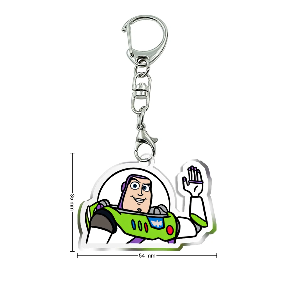 Disney-Porte-clés en acrylique transparent Toy Story Design, accessoires pour filles, pendentif ornement avec sac, petit cadeau, nouveau