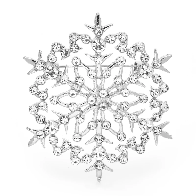 Wuli&baby Beauty Snowflake Brooches For Women Unisex 2-color Christmas New Year Winter Flower Party Brooch Pin Gifts