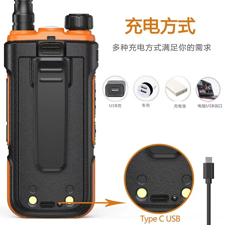 UV 10 PRO Walkie Talkie jarak jauh Frekuensi reproduksi nirkabel 16 KM 999 saluran Radio dua arah pengisi daya USB berkemah