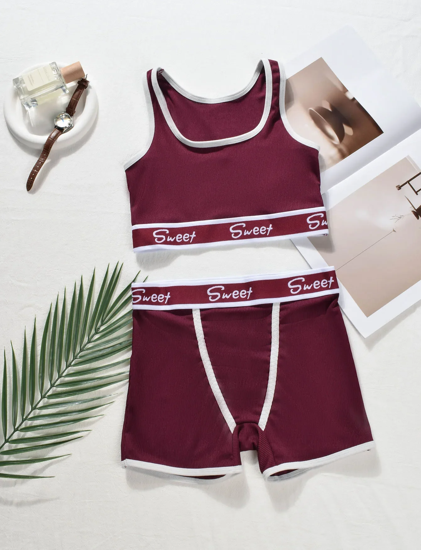 

Women's Cotton Panties Bra Fitness Comfortable Underwear Set Breathable Mid-Waist Safety Panties Gathered Yoga Shorts Set