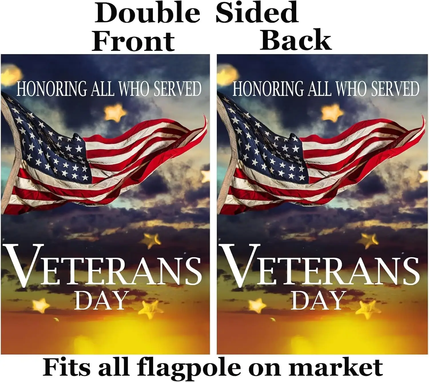 Veteran;s Day Honoring All Who Served USA National Flag Star Sky Garden Yard Flag ; Double Sided Polyester Welcome House Flag Ba