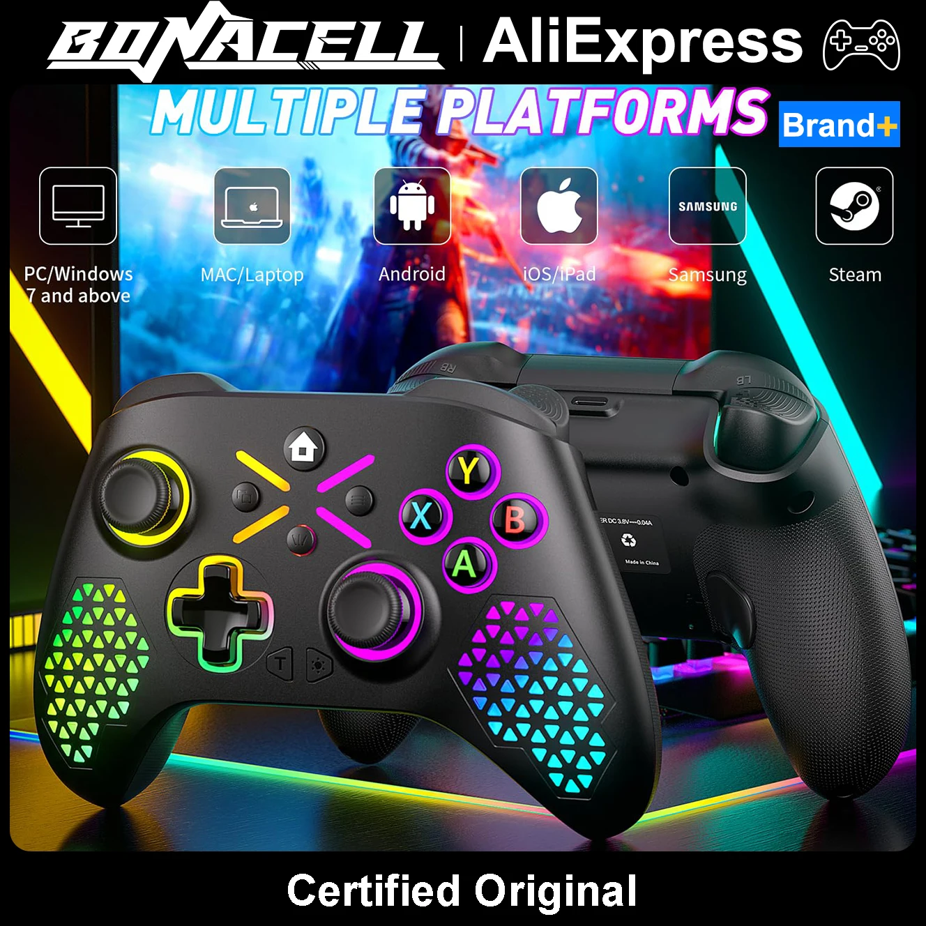 

2.4G Wireless Controllers for Xbox One/X/S/Series X/S/PC Gamepad RGB TURBO Macro Funcs 6Axis Gyro 3.5mm Audio Jack Game Joystick