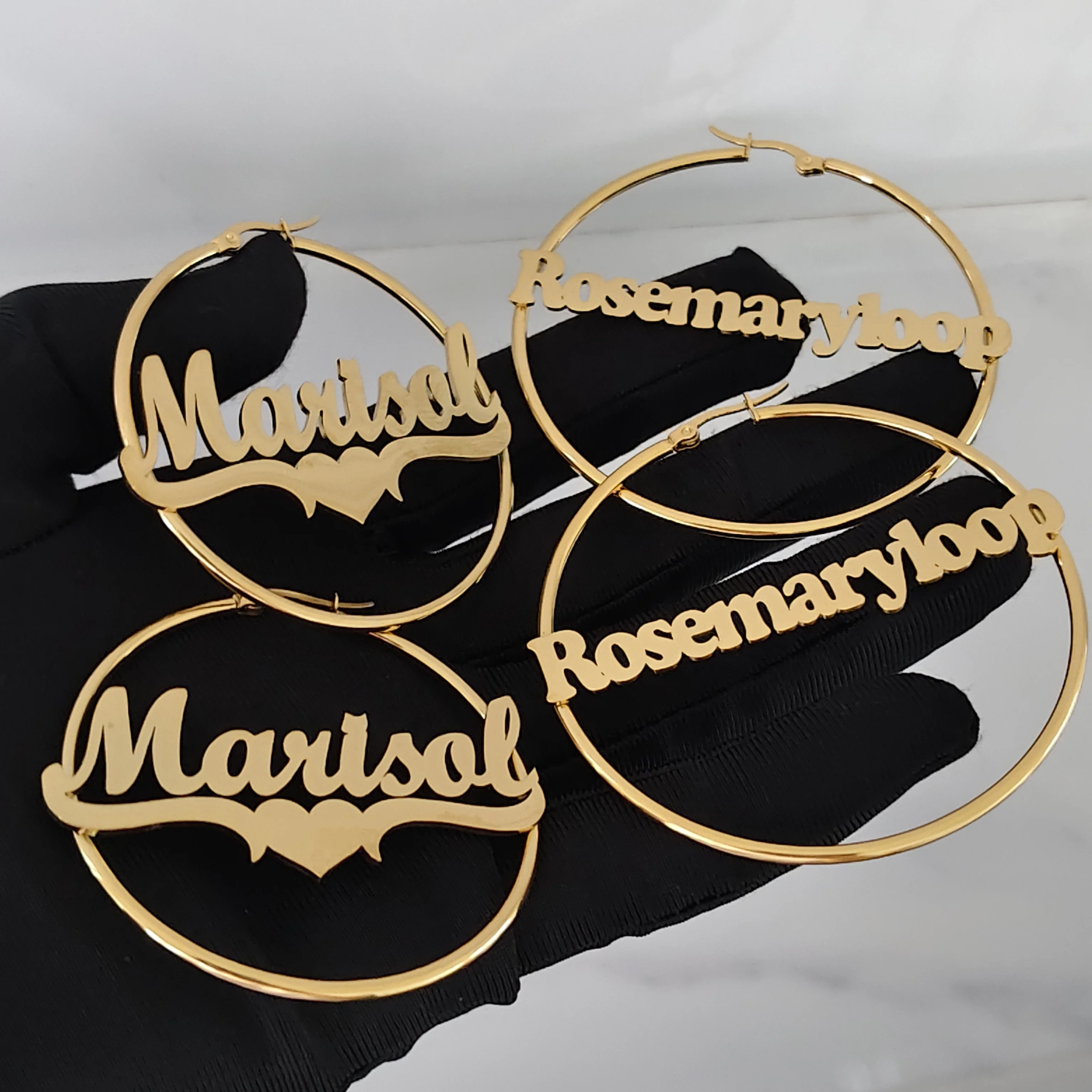 

DHQH Customized Name Earrings Personalized Stainless Steel Letter/Logo Earrings Women's Customized Jewelry Valentine's Day Gifts