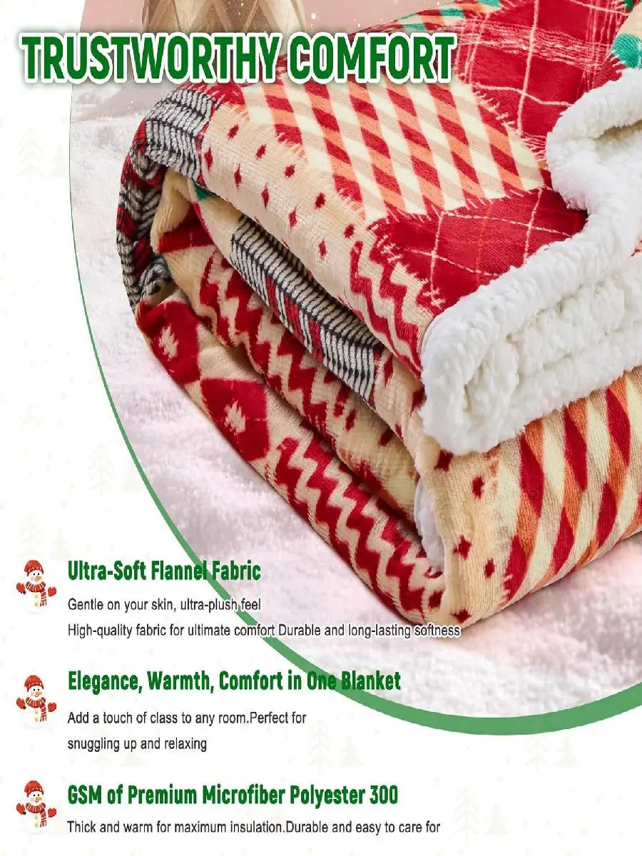 Nord Eco Christmas Throw Blanket Premium Warm Cozy Sherpa Fleece Throw for Sofa Bed Holiday Decor Gift for Her Him x Inches Rhom