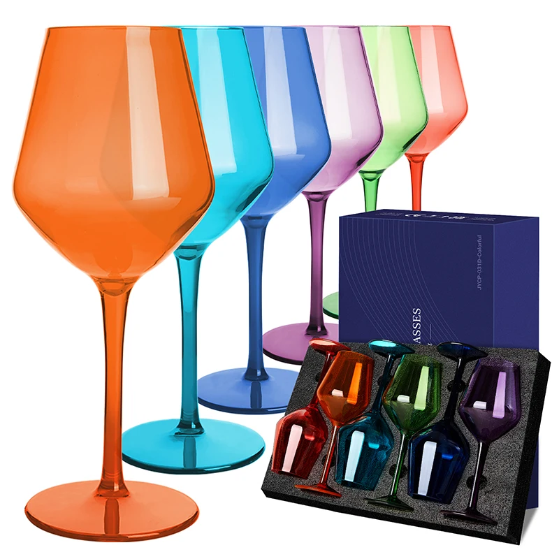 MICHLEY 2/4/6PCS Unbreakable Colorful Tritan Plastic Wine Glass Set Floating Reusable Luxury For Pool Party Outdoor Dishwasher