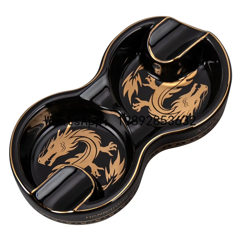 Yhg cigar ashtray creative year of the dragon 8-shaped double smoke slot ceramic portable retro cigar ashtray
