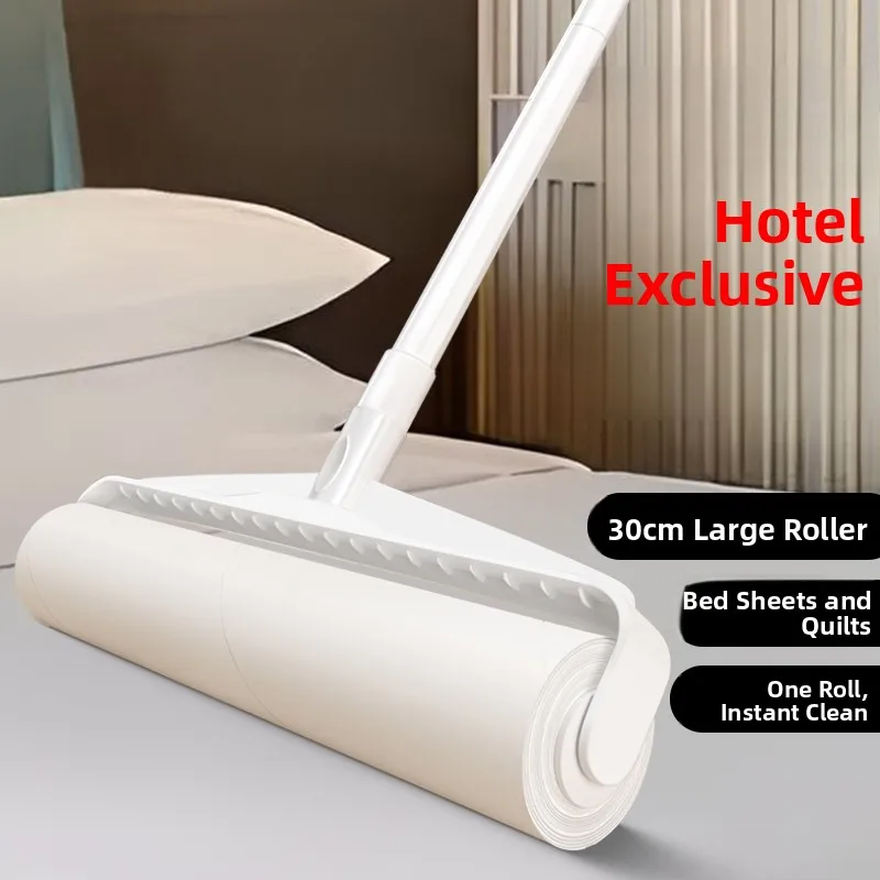 commercial-hotel-use-sticky-hair-remover-roller-long-handle-bed-cleaning-tool-floor-hair-absorbing-brush-large-size-duster