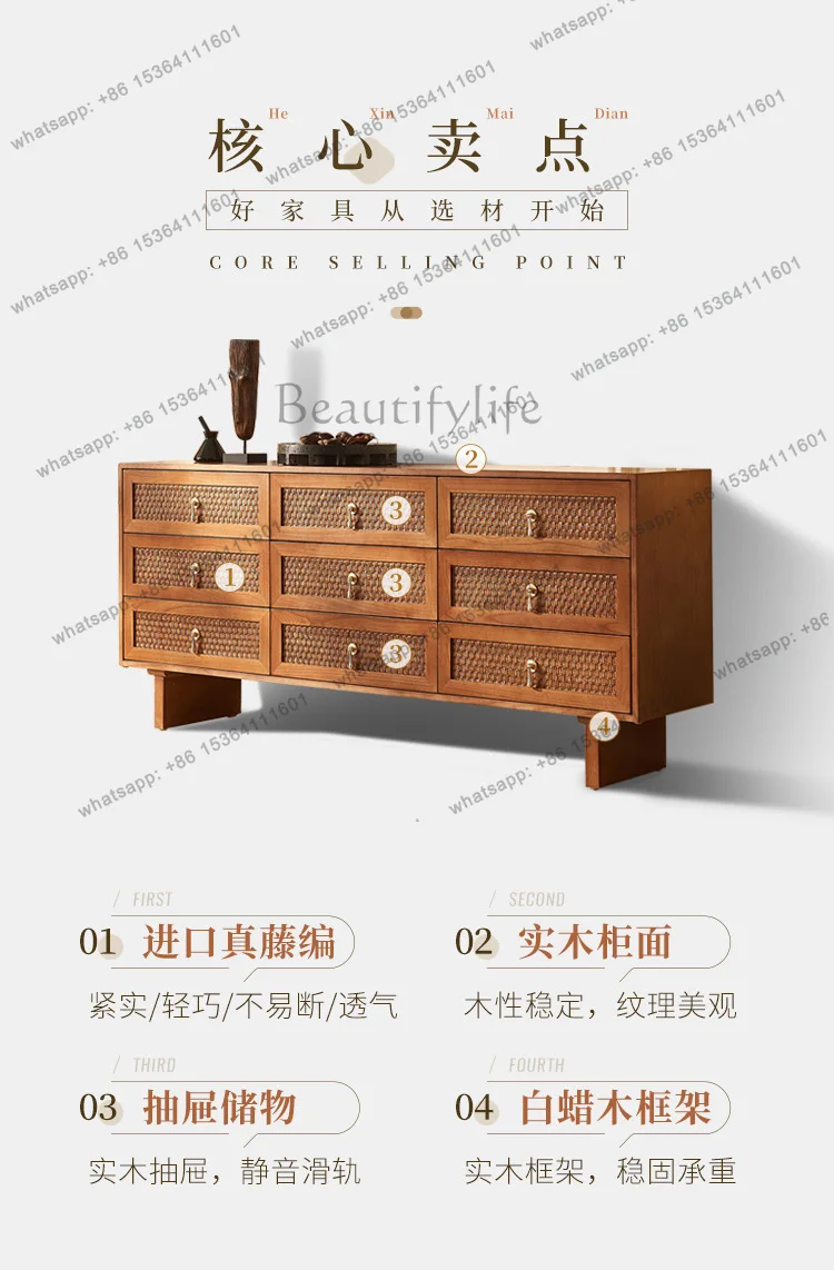 Rattan Vintage Chest Of Drawers Minimalist Sideboard Niche Storage Locker Space Saving Armarios Para Salon Living Room Cabinets