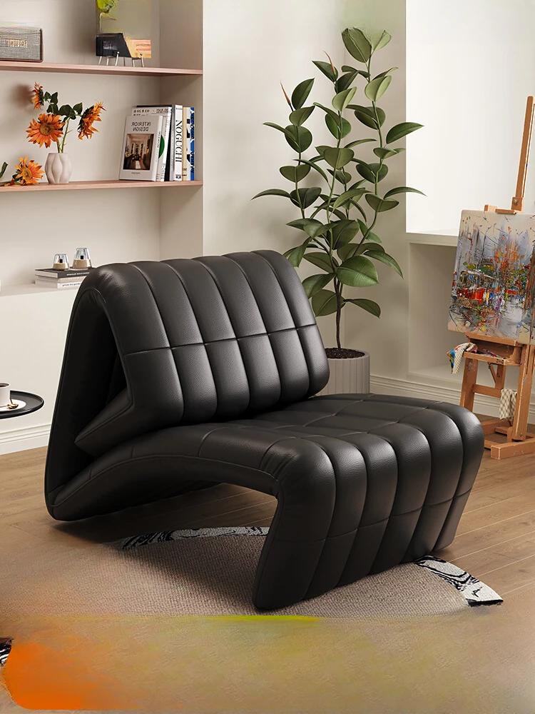 

Leather single person sofa chair balcony living room lazy lounge chair bedroom