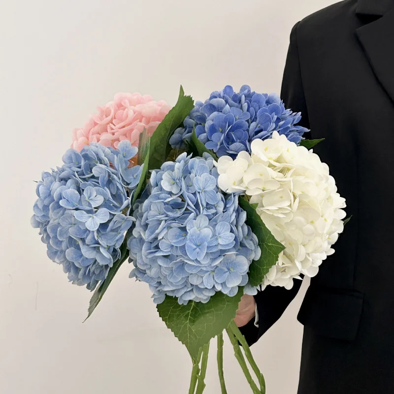 

5pcs Large 3D Moisturizing Touch Artificial Hydrangea Flower 176 Decoration Floral Arrangements Fake Flowers for Home Decor