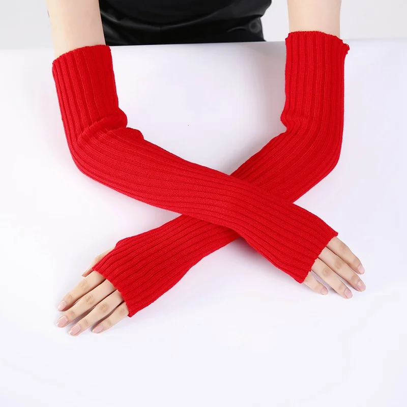 New Long Fashion Gloves Womens Winter Warmer Knitted Arm Sleeve Fine Casual Soft Girl Goth Clothes Women Punk Gothic Gloves