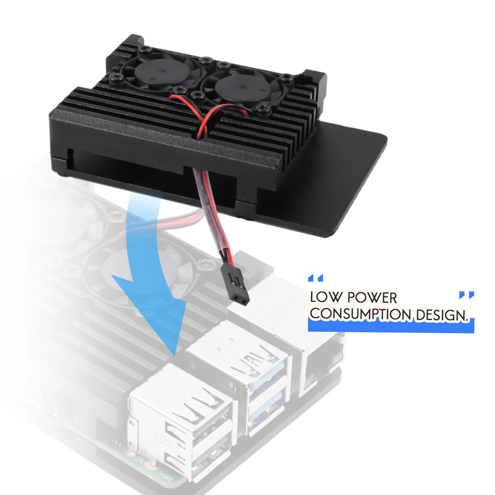 para 4 caixas de alumínio com ventilador de resfriamento duplo, gabinete preto de metal para 4 modelos B