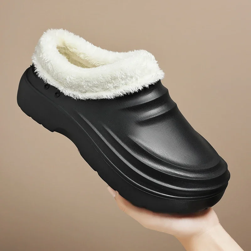Winter warme keukenklompen antislip waterdichte restaurantwerkschoenen Eva Chef katoenen pantoffels maat 36-45