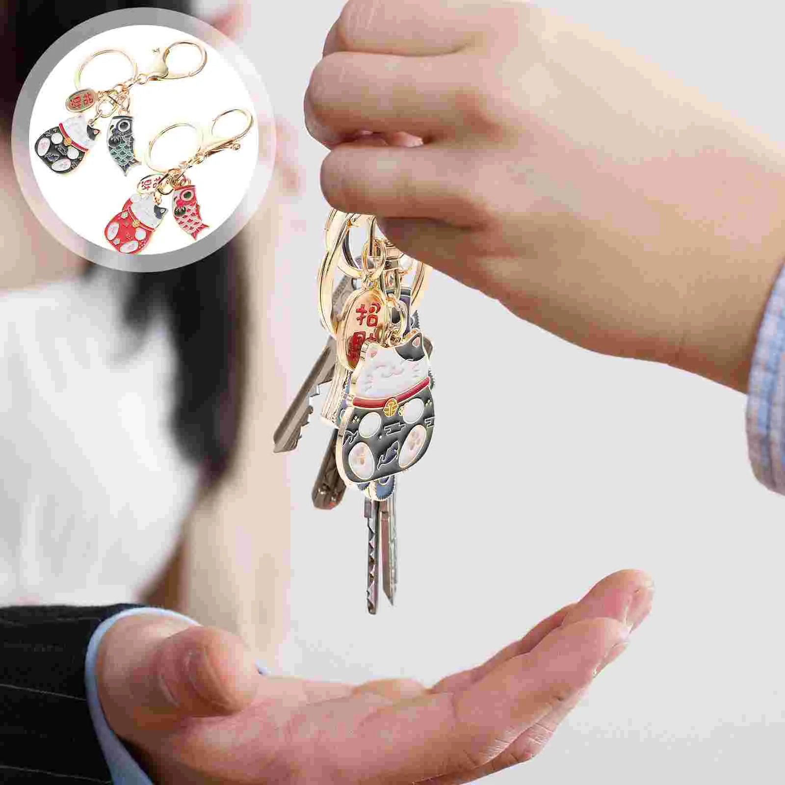 

Japanese Charm Keychain Ring Keyring Bag Hanging Decor Backpack Red Zinc Alloy Father