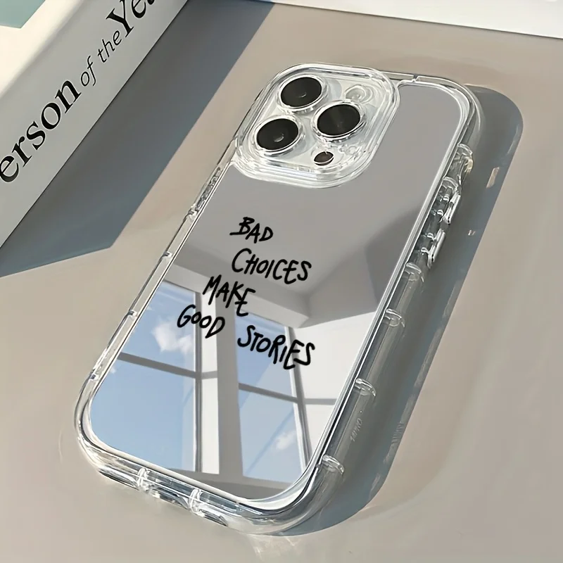 Doodle writing Mirror surface Fashion phone case for iPhone 17 16 15 14 13 12 11 ProMax Pro Plus Air Girls' makeup Dropresistant