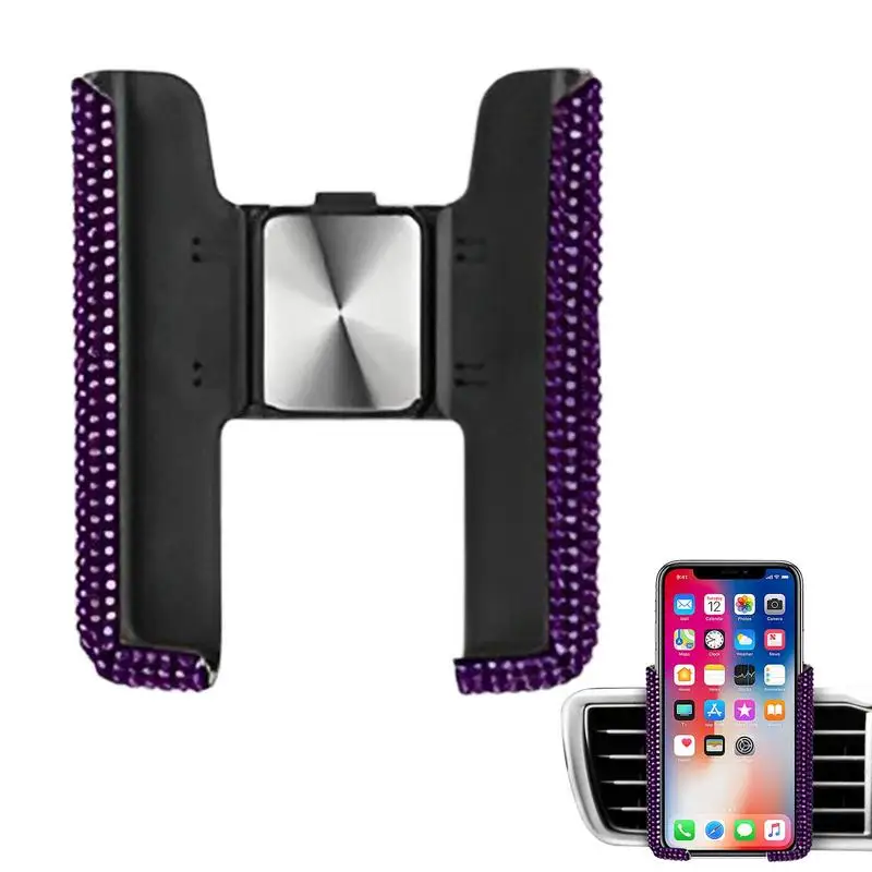 Suporte de telefone para ventilação de carro, rotação de 360 graus, montagem em carro, strass, suporte estável para a maioria dos smartphones, interio
