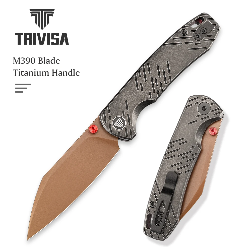 TRIVISA Pocket Folding Knife Firefly Ultra-RG M390 Blade Titanium Handle High Quality forOutdoor Survival Camping Hiking Fishing
