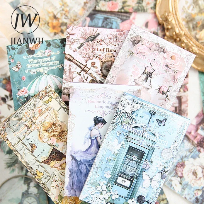 JIANWU Dream Waltz Series Vintage Flower Character Landscaping Collage Material Paper Creative DIY Junk Journal Stationery