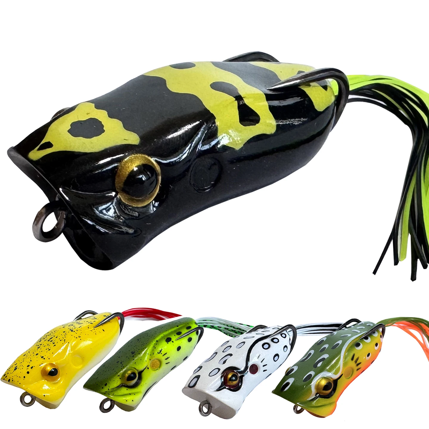 16G 6CM Topwater Frog Lures Rig Big Mouth Tractor Popper Lure Полый корпус Frog Bait For Pike Salmon Bass Black Fish Catfish