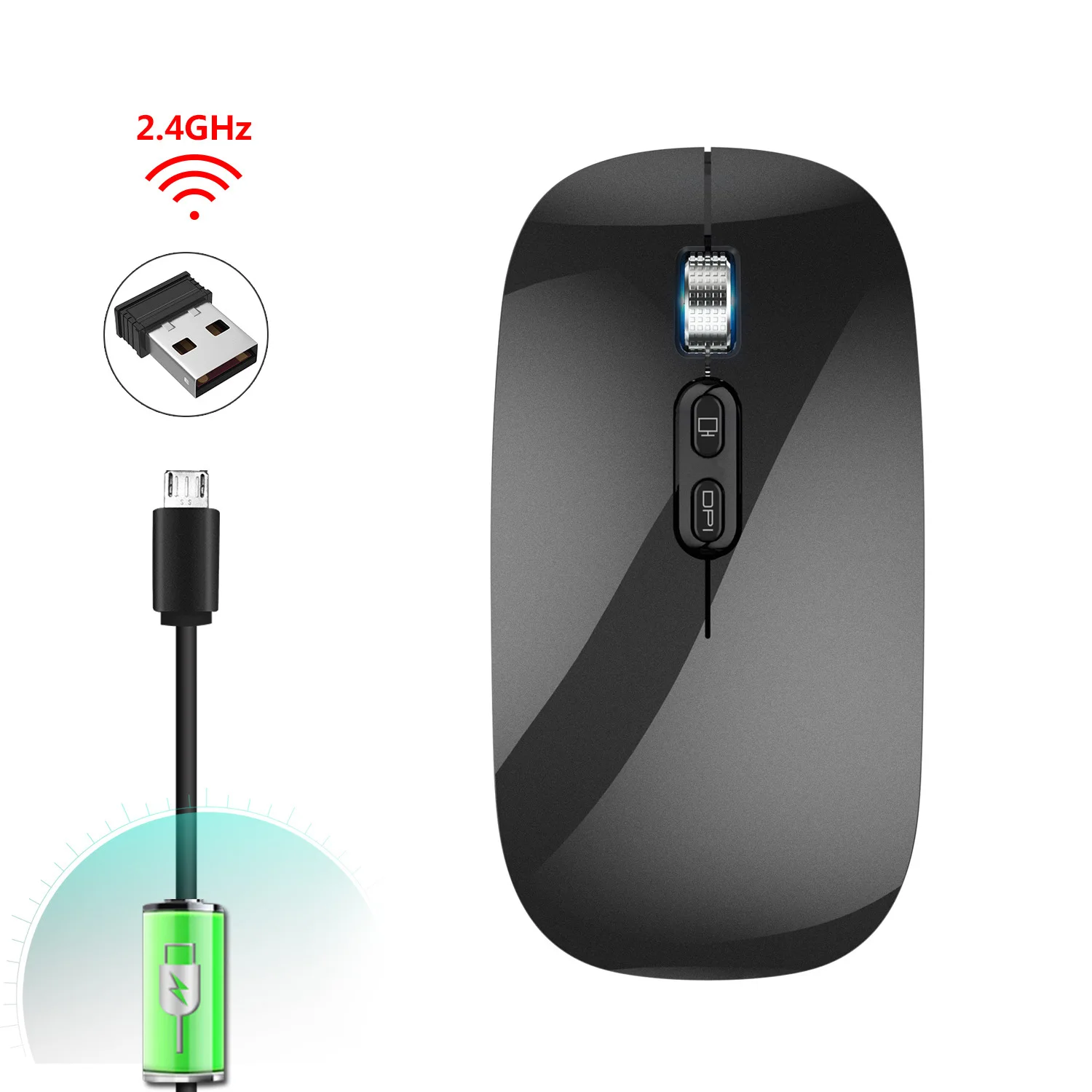 new 2.4G Wireless Raton inalambrico One-Click Desktop Function Type-C Rechargeable Silent Backlight Mice for Laptop PC computer