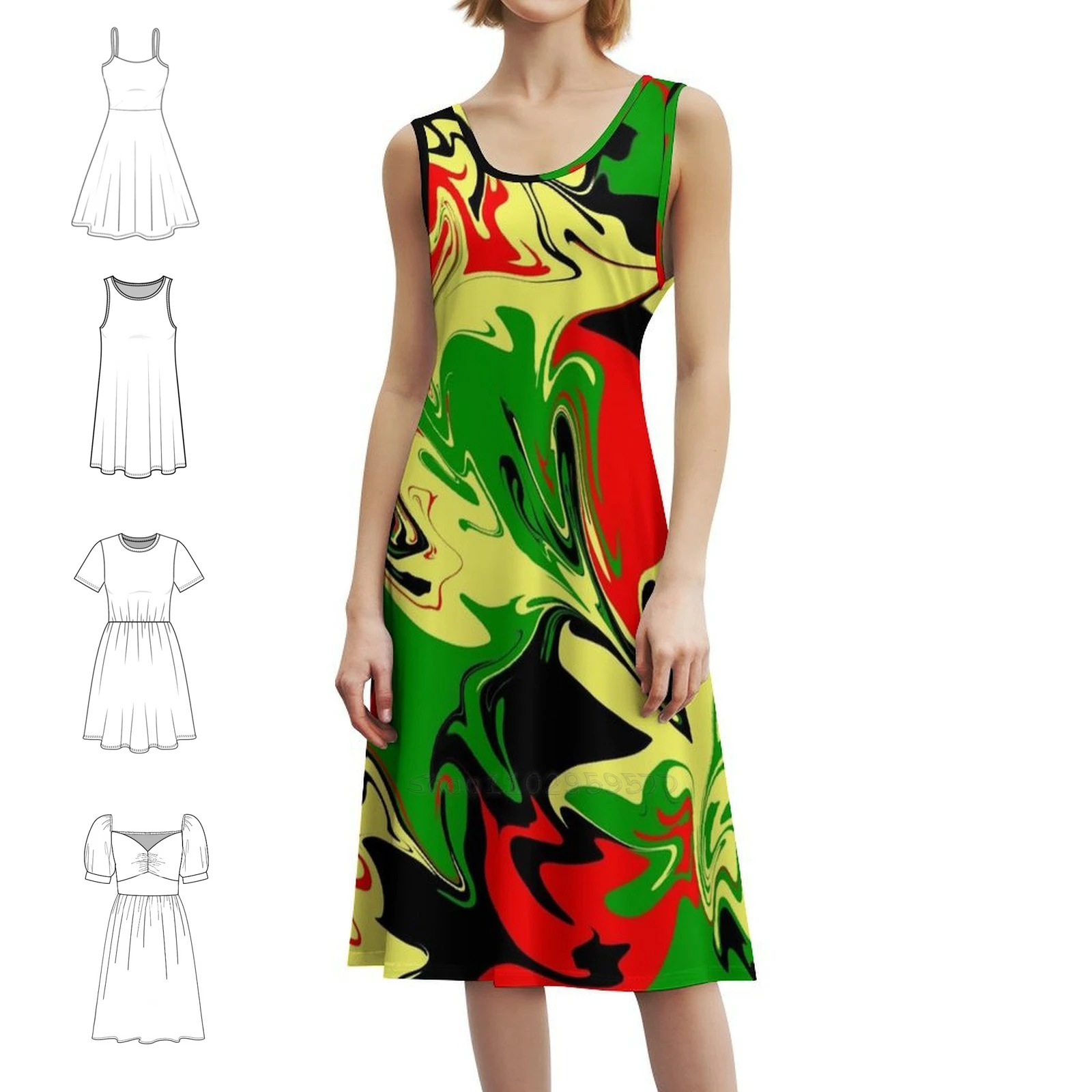 

Red Yellow Black And Green Sexy Vacation Dress For Women Beach Party Birthday Mini Dress Red Yellow Black And Green Afrocentric