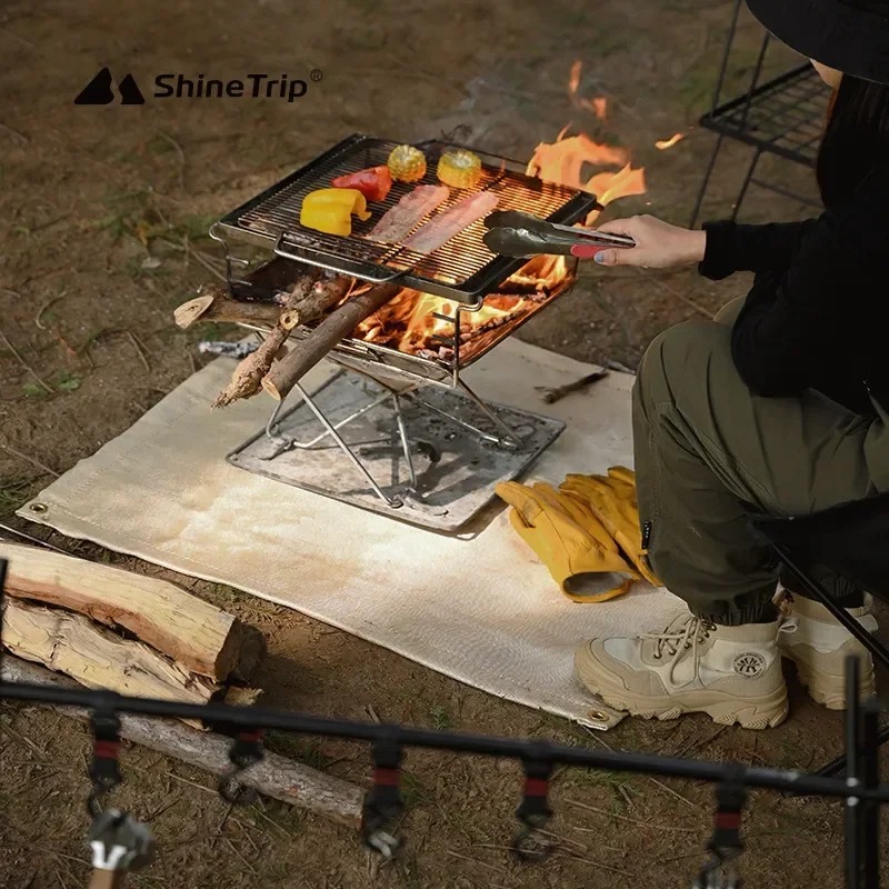 Camping Fire Pit Mat Fireproof Camping Stove Grill Mat Blanket for Ground Patio Deck Lawn Campsite Fiberglass Ember Mat