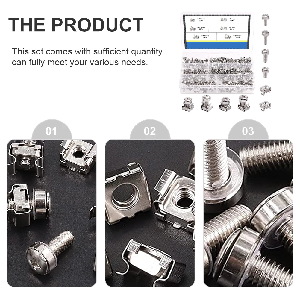 

Cage Nuts Screw Set Rack Mount Screws Carbon Steel Nickel Coated High Strength Computer Server Cabinet Compatible St Metric
