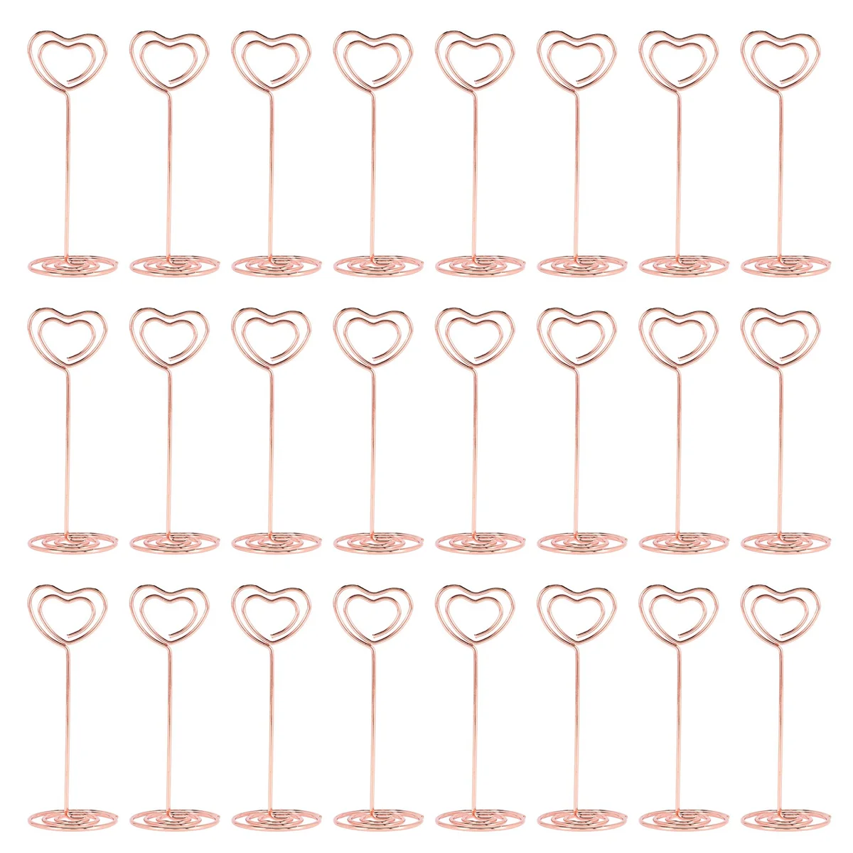 Porte-cartes en forme de cœur, porte-numéro de table, porte-numéro de table, clips de menu de fête, or rose, 24 pièces
