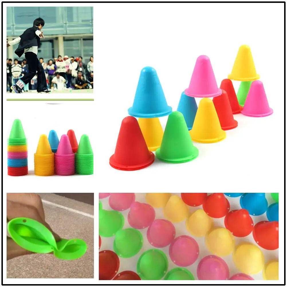 10pcs/lot Skating Marker Cone Roller Football Soccer Marker Cup Speed Agility Hurdle Training Equipment Slalom Roller Skate Pile