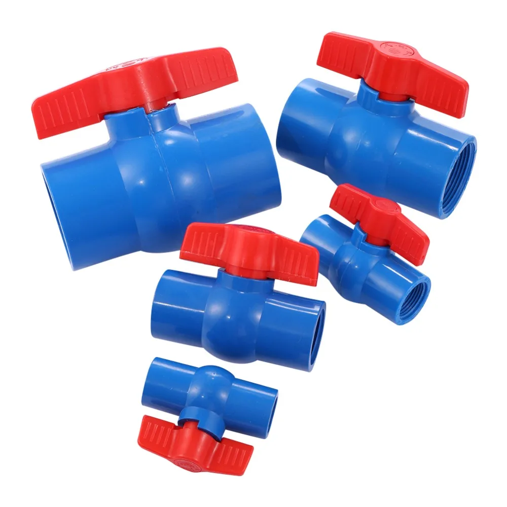 1Pc PVC Blue Female Thread Ball Valve 1.25