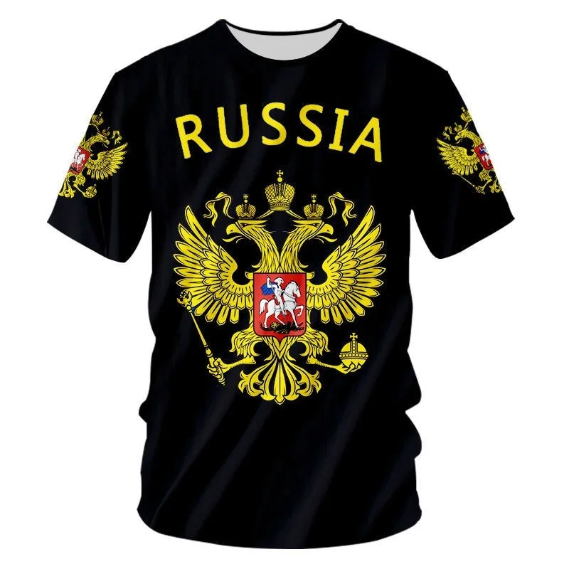 

Casual Cool Russia Flag Men's 3d Printed Round Neck Short Sleeve Russian Print Tops For Men T Shirts Streetwear Sport T-Shirt