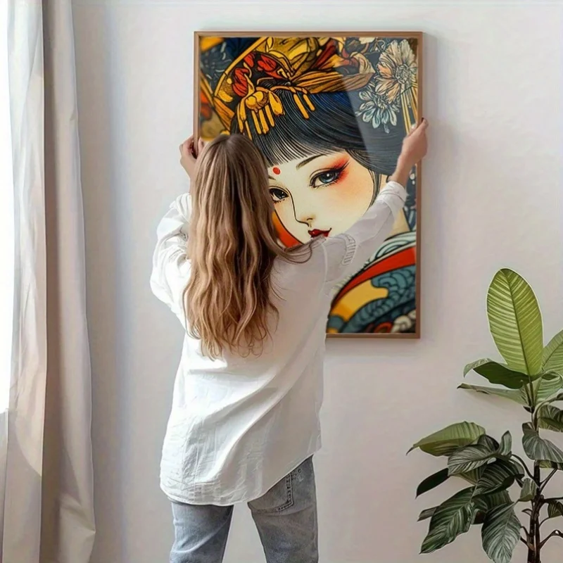 500피스 대형 일본 게이샤 소녀 직소 퍼즐 - 52x35인치 두꺼운 무봉제 보드, 생생한 전통 예술 프린트, Exq