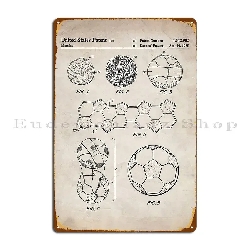Placa de pared de Metal antigua, patente de balón de fútbol, arte de fútbol, personalizada, fiesta, divertida, crear cartel de estaño