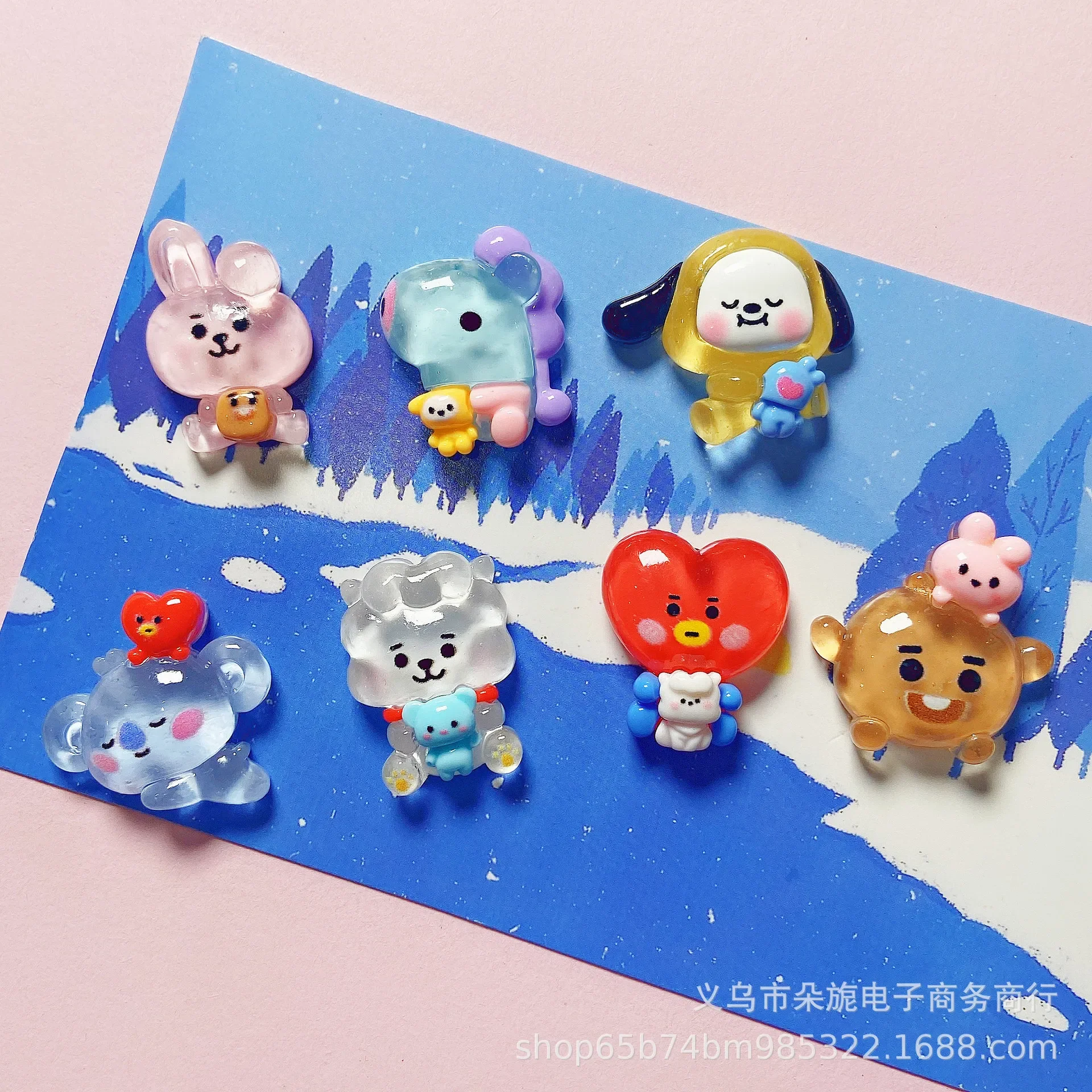 7 pieces Cartoon Animals resin can be used as earrings, hair clips, DIY keychain bracelets pendants, and jewelry accessories