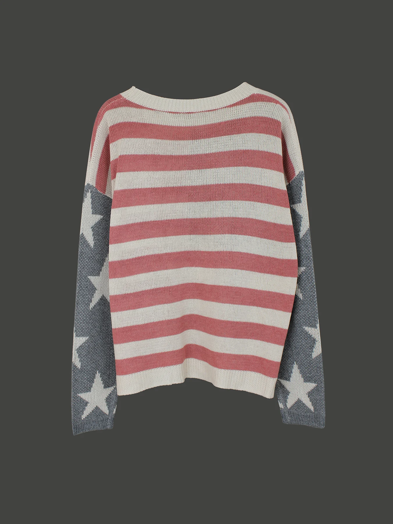 Knitwear Flag Independence Day off-the-shoulder long-sleeved top spring/summer