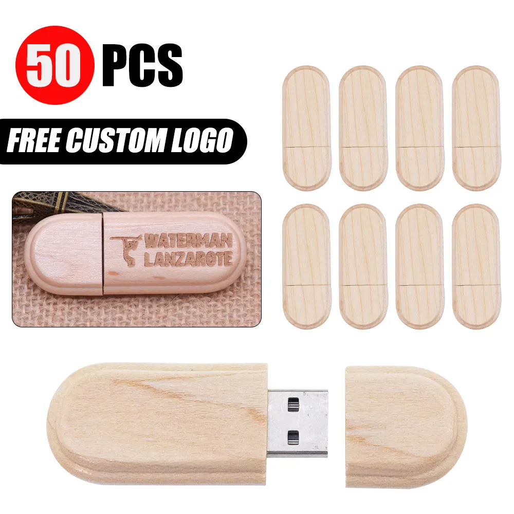 

50pcs/lot Free Logo Wholesale Wood USB 4gb Flash Drive 128gb Usb Stick 8gb High-speed Memory Drive for Wedding Photography Gifts