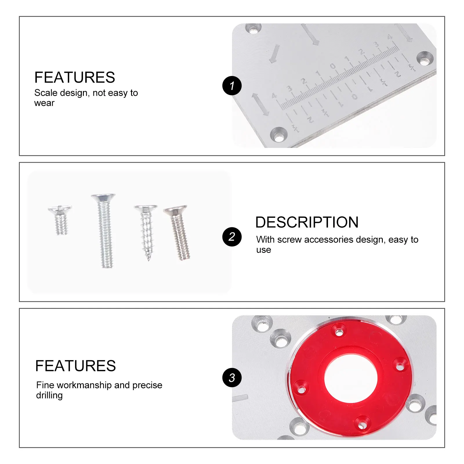 

Aluminum Alloy Router Table Insert Plate Trimmer Board Woodworking Engraving Machine Accurate Center Hole Durable Slotting