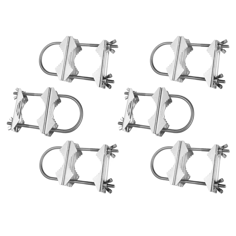 Double Antenna Mast Clamp V Jaw Block With U Bolts Heavy Duty Anti-Rust Mast To Mast Mount Bracket Kit For TV,CB(6 Set)