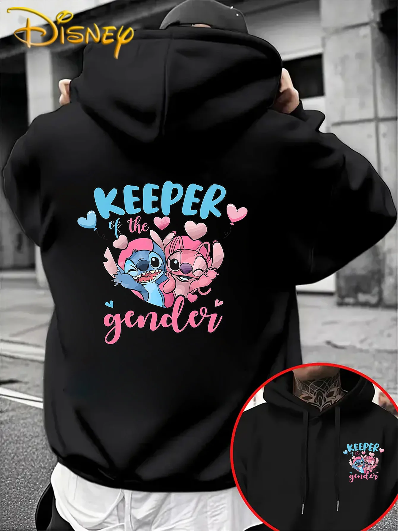 2025 ديزني الرجال غرزة هوديي دافئ كم طويل البلوز مع جيوب عادية الكرتون البلوز الرجال هوديس الشارع الرجال الملابس