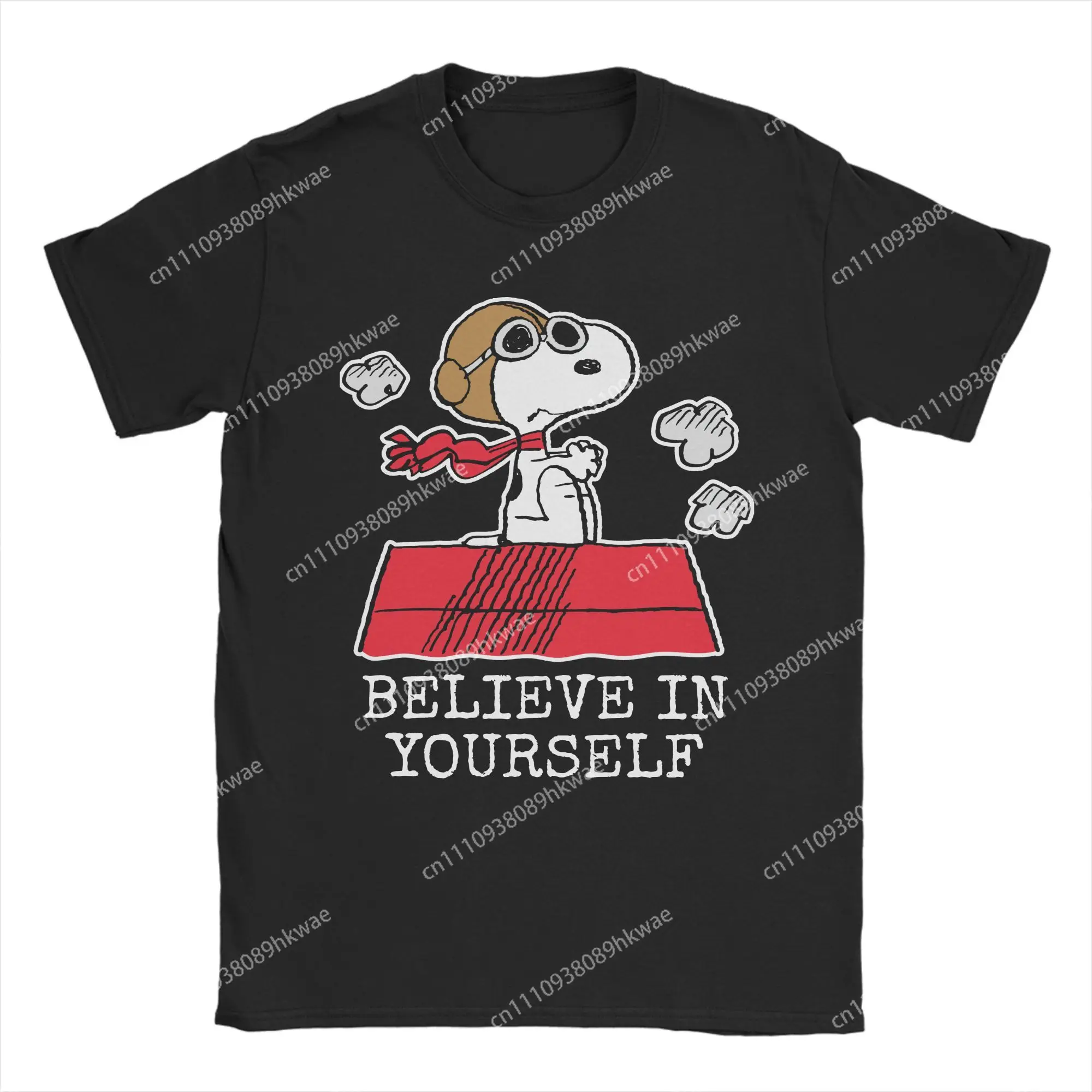 Camisetas de Peanuts Snoopy Flying Ace para hombres y mujeres, camiseta divertida 100% de algodón, camiseta de manga corta con cuello redondo, ropa de fiesta