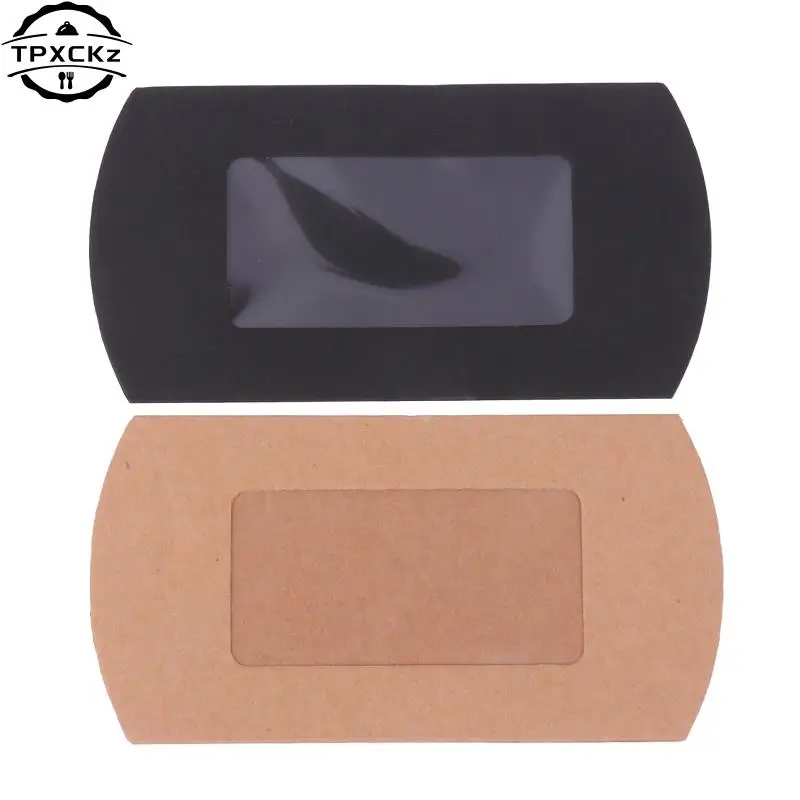 50Pcs Kraft Paper Pillow Box With Clear Window Candy Packaging Box For Birthday Parties Baby Showers And Wedding Party Supplies